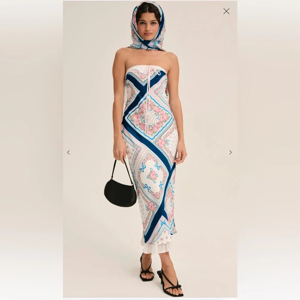 NWT Anthropology FOR LOVE & LEMONS  Daisy Mae Strapless Midi Slip Dress - Picture 4 of 10